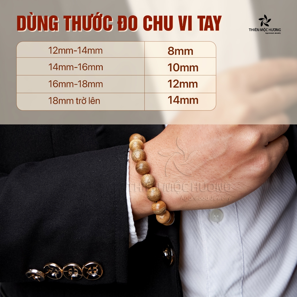 Vòng tay trầm hương tự nhiên Tây Tạng - Thiên Mộc Hương - Việt Nam tự nhiên, thơm dịu nhẹ