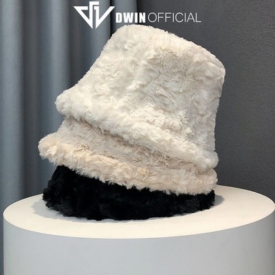 Mũ bucket lông cừu nữ Hàn Quốc DWIN tai bèo nón cụp len ulzzang đẹp mùa đông thời trang màu trắng, be, đen MU03A