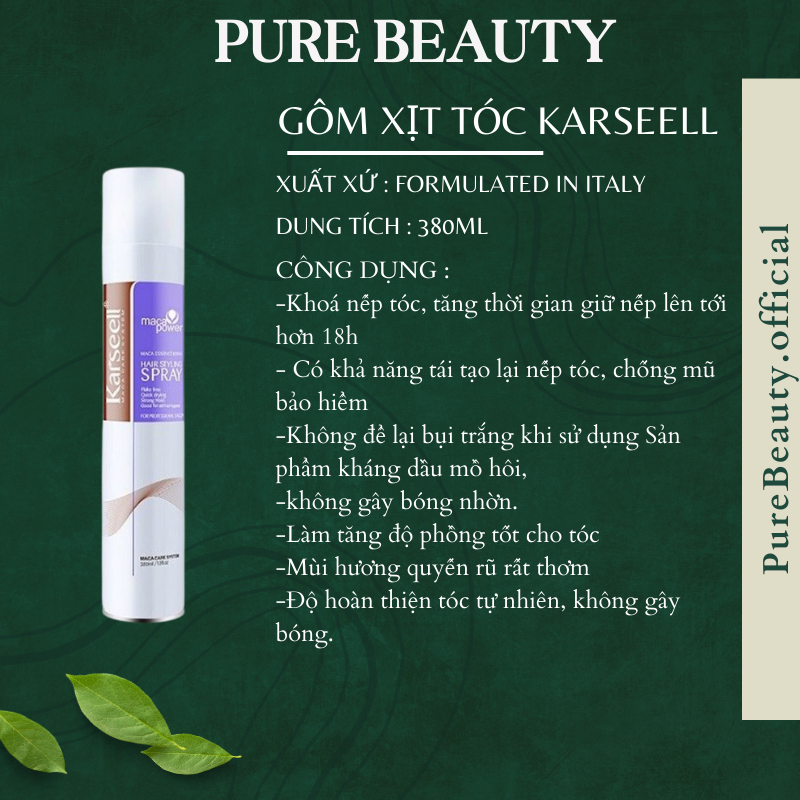 Gôm Xịt Tóc KARSEELL MACCA 400ML. Sáp vuốt tóc KARSEELL 100ML Giữ Nếp Tạo Kiểu Tóc Nam Nữ Chuẩn Salon Hương Nước Hoa