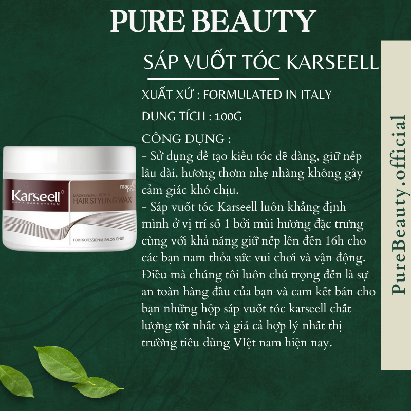 Gôm Xịt Tóc KARSEELL MACCA 400ML. Sáp vuốt tóc KARSEELL 100ML Giữ Nếp Tạo Kiểu Tóc Nam Nữ Chuẩn Salon Hương Nước Hoa