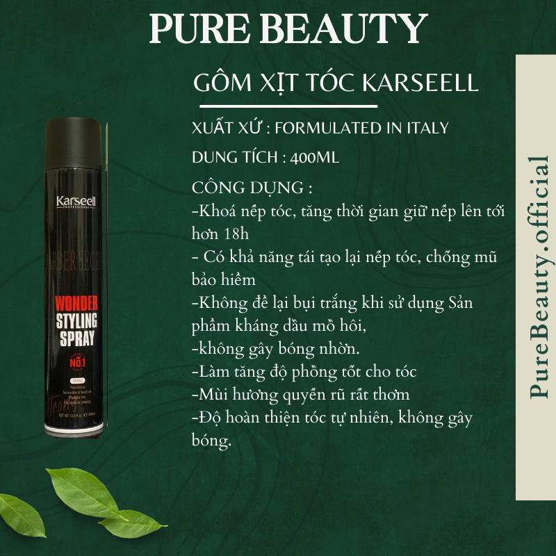 Gôm Xịt Tóc KARSEELL MACCA 400ML. Sáp vuốt tóc KARSEELL 100ML Giữ Nếp Tạo Kiểu Tóc Nam Nữ Chuẩn Salon Hương Nước Hoa