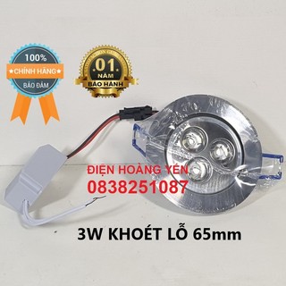 đèn led mắt ếch 3w khoét lỗ 65mm