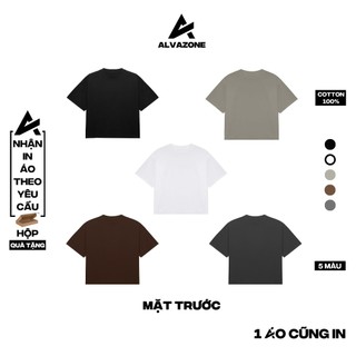Áo thun form boxy premium 250gsm mẫu trơn 5 màu cotton 100% alvazone