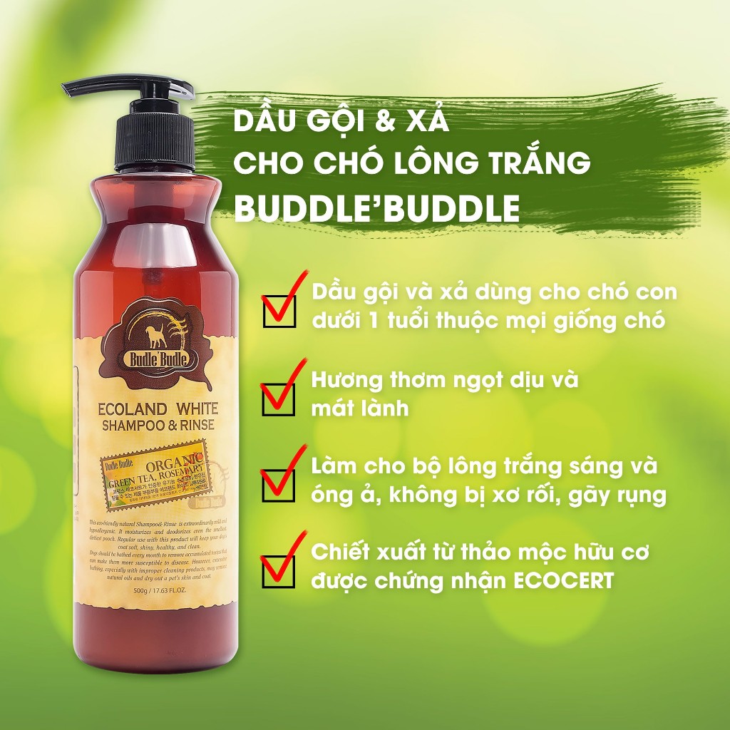 Sữa tắm và xả cho chó Budle Budle Organic 500g