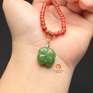 Charm cỏ bốn lá ngoc bích mix vòng tay