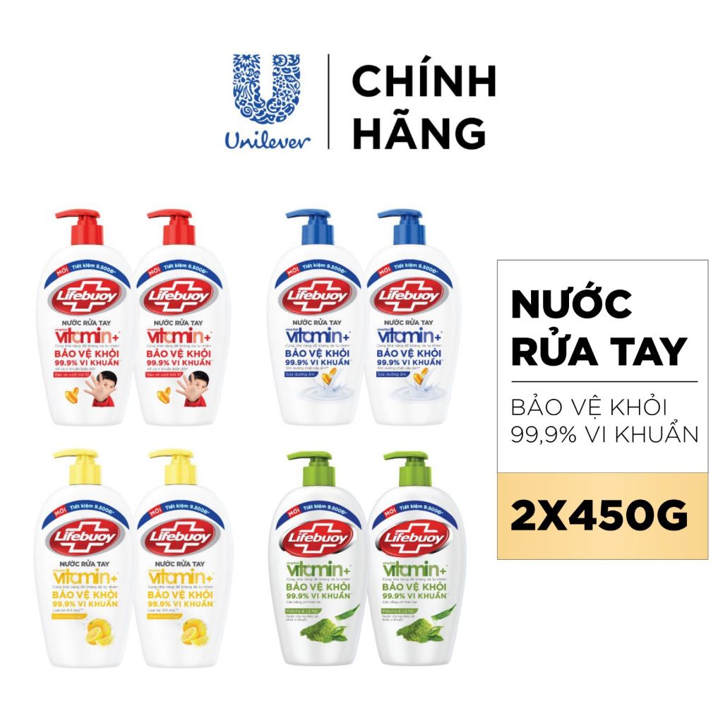 Nước Rửa Tay Lifebuoy Vitamin+ Combo 2 chai 450g/chai