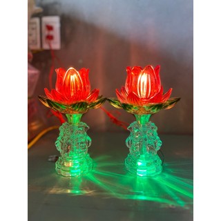 Đèn thờ 1 bông sáng thân hoa 3 lớp , loại thủy tinh 20cm 30cm
