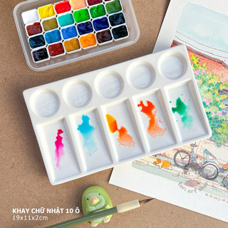 Palette pha màu bằng sứ - Khay pha màu