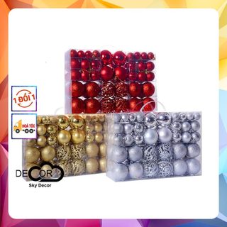 Set 100 quả châu trang trí giáng sinh, decor cây thông noel, quà tặng ý nghĩa dịp noel - sky decor