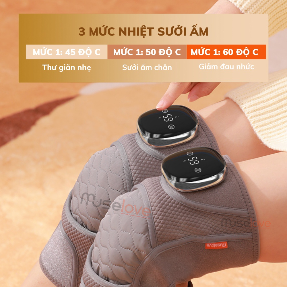 Máy Massage Đầu Gối MUSELOVE Hỗ Trợ Giảm Đau Nhức Xương Khớp, Bả Vai, Cánh Tay, 3 Chế Độ Massage Làm Nóng Nhanh