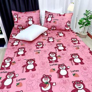 Gấu dâu lotso. bộ ga thun lạnh hàn quốc, chất mát, không xù lông, không nhão thun