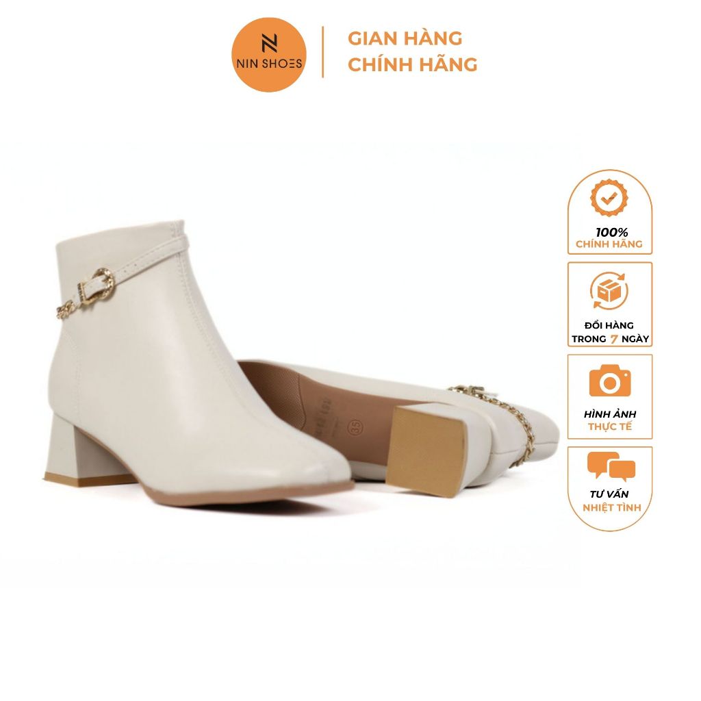 Giày chiến binh nữ thời trang thu đông Ninshoes Bốt nữ đế cao đế trụ siêu đẹp BOM006