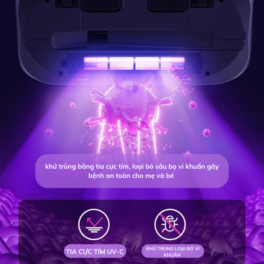 Máy hút bụi chăn ga giường nệm DELADEP cầm tay không dây, diệt khuẩn bằng tia UV MHN03