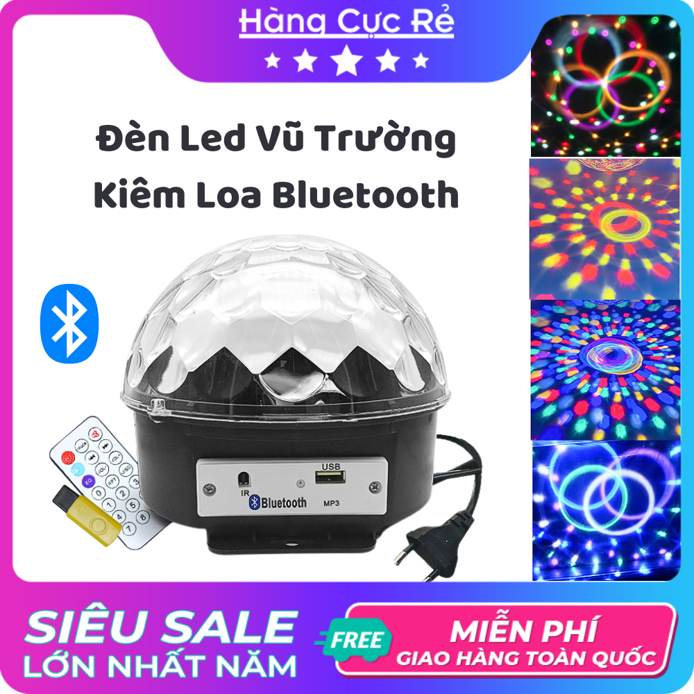 Đèn Led trang trí 7 màu xoay 360 độ, kiêm loa Bluetooth, kết hợp tính năng cảm ứng nháy theo nhạc - Shop Hàng Cực Rẻ
