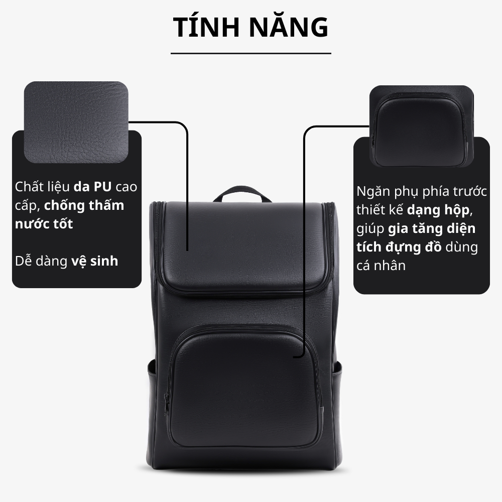 Balo laptop nam nữ thời trang PADO 645 - Đựng được laptop 15.6inch - Chất liệu chống thấm