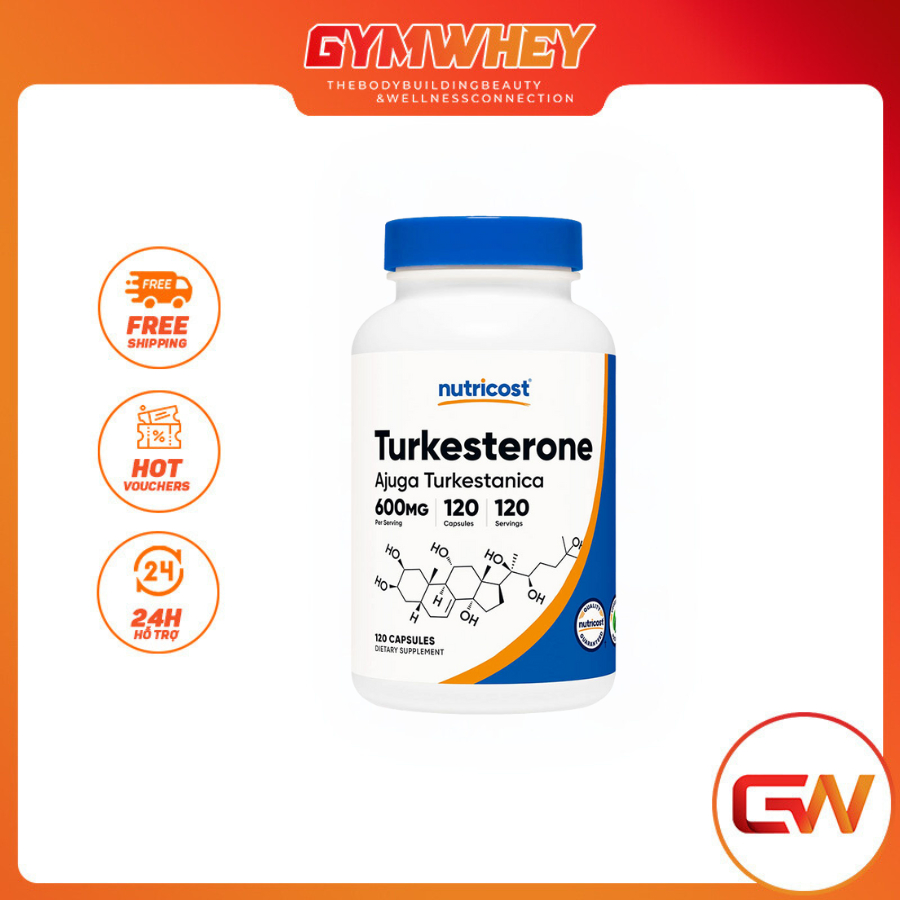 Nutricost Turkesterone 600MG Viên Uống Tăng Test 100% Từ Thực Vật 120 Viên