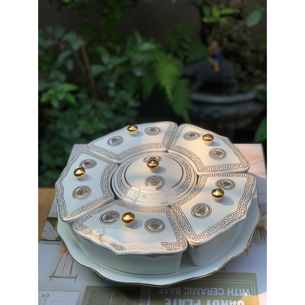 Khay Mứt Tròn Xoay Vân Đá Cao Cấp,Phong Cách Hiện Đại - CONVEENIENCE SHOP
