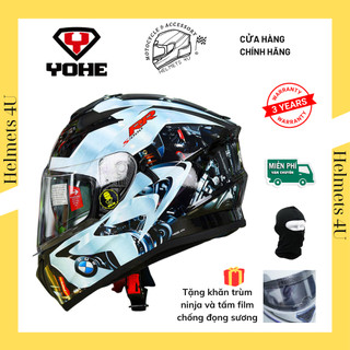 Mũ bảo hiểm fullface YOHE 981 dán tem decal BMW Silver - Helmets 4U