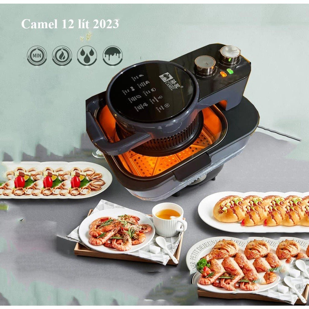 Nồi Chiên Không Dầu CAMEL 12L Nắp Kính - Bảo Hành 12 Tháng