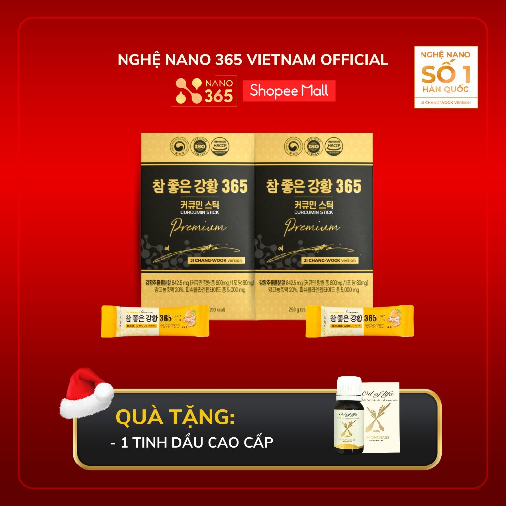 [QUÀ HẤP DẪN] Combo 2 Hộp Thạch Nghệ Nano Curcumin 365 Premium (Mỗi Hộp 10 Thanh, Tổng 20 Thanh)
