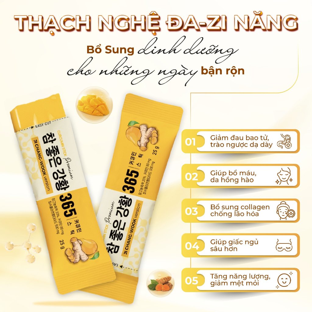 [QUÀ HẤP DẪN] Combo 2 Hộp Thạch Nghệ Nano Curcumin 365 Premium (Mỗi Hộp 10 Thanh, Tổng 20 Thanh)