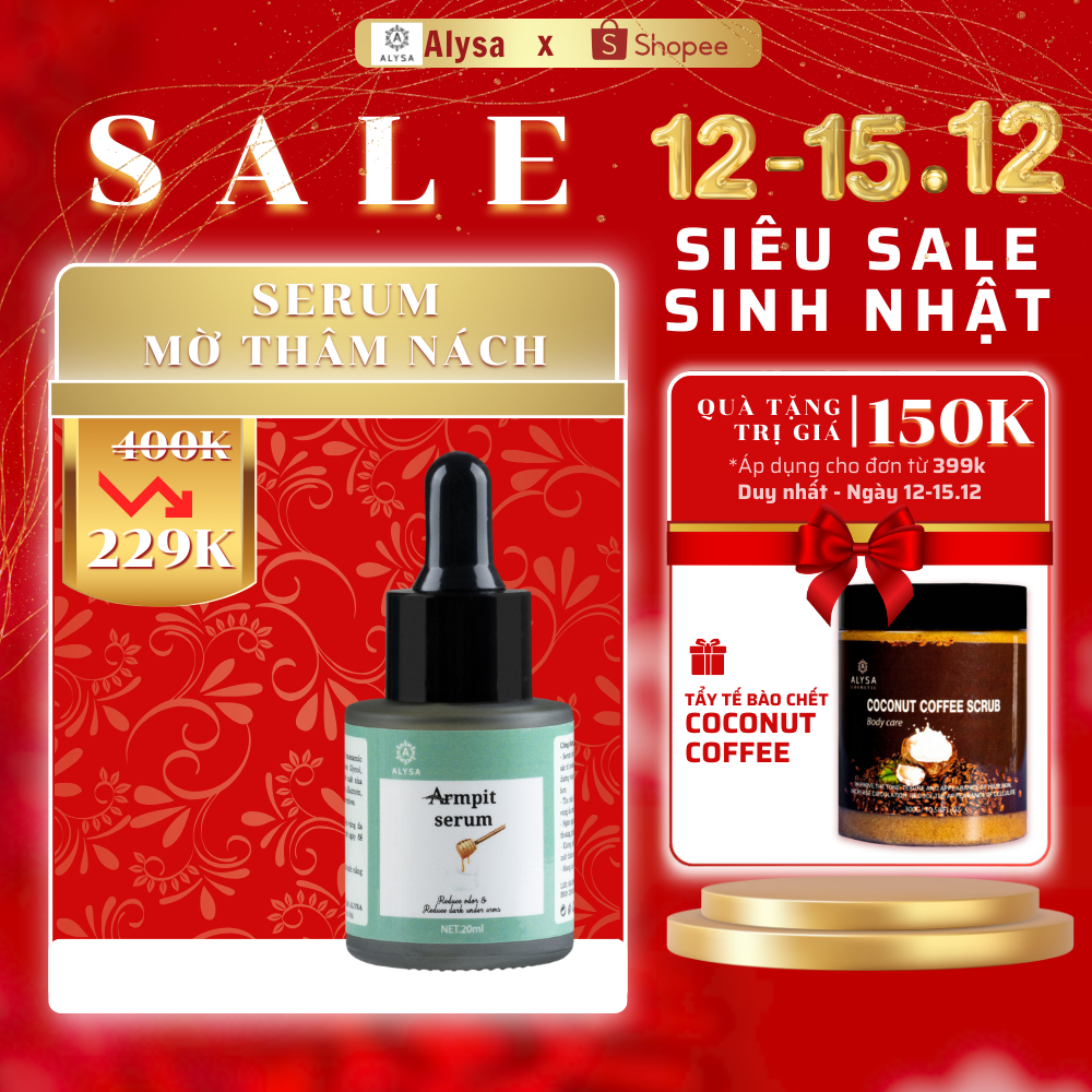 Serum mờ thâm nách, Trắng nách Niacinamide10%, Khử mùi hôi nách, Khử mùi ngăn tiết mồ hôi Armpit serum 20ml ALYSA