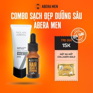 Combo sạch đẹp, dưỡng sâu - sửa rửa mặt nolan abera & serum abera men