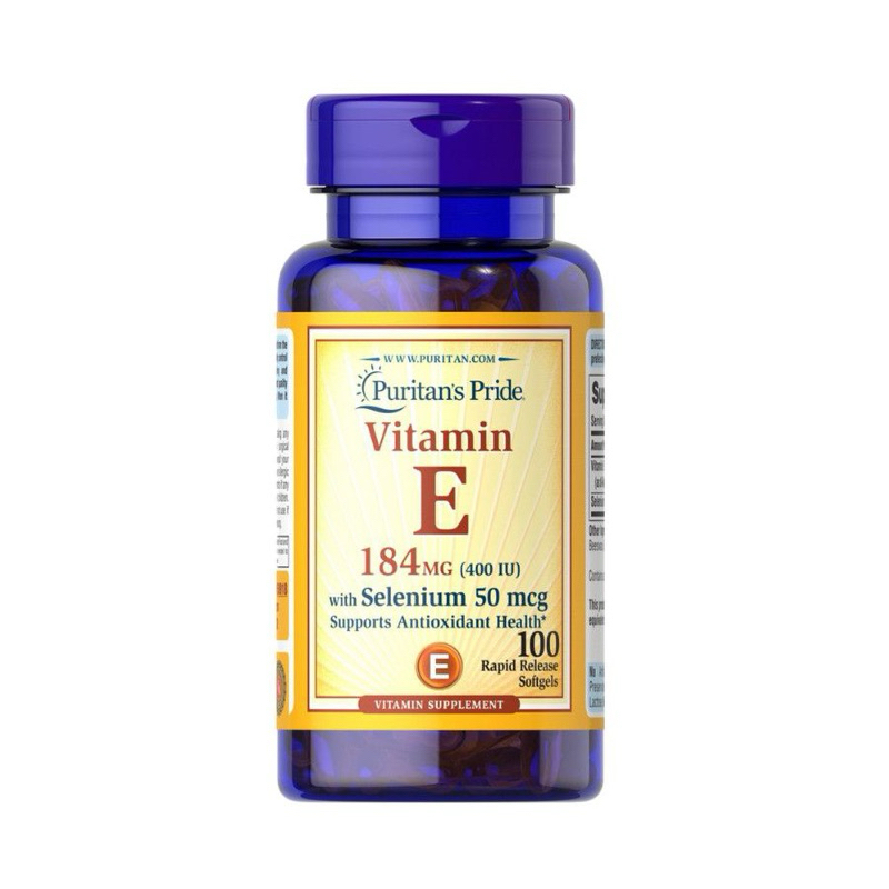 Viên uống VITAMIN E 184MG 400 IU WITH SELENIUM 50MCG PURITAN'S PRIDE 100 VIÊN
