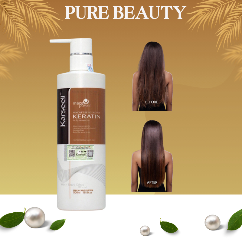 Kem Ủ Tóc Keratin KARSEELL 500ML Phục Hồi Tóc Khô Xơ Hư Tổn Nặng Do Làm Hóa Chất Siêu Mềm Mượt Hương Nước Hoa