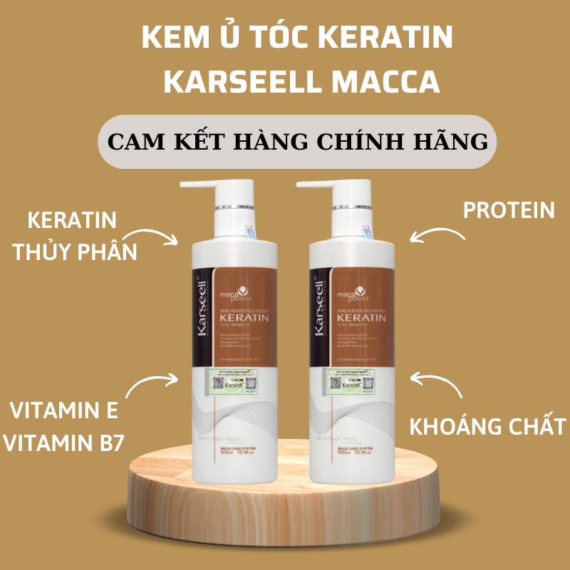 Kem Ủ Tóc Keratin KARSEELL 500ML Phục Hồi Tóc Khô Xơ Hư Tổn Nặng Do Làm Hóa Chất Siêu Mềm Mượt Hương Nước Hoa