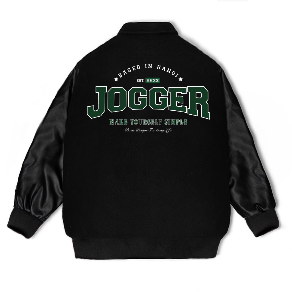 Áo khoác Varsity JOGGER Dạ Phối Tay Da Cao Cấp Chần Bông 3 Lớp hot trend 2023