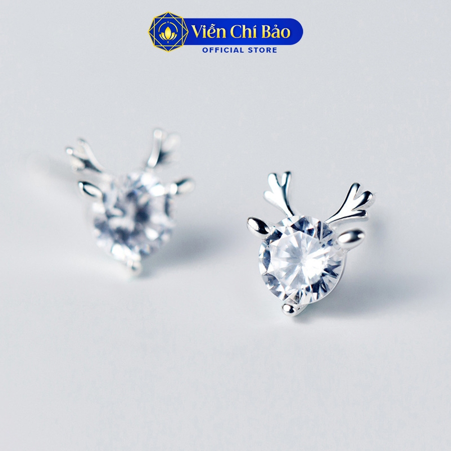 Bông tai bạc nữ Tuần Lộc đính đá chất liệu bạc 925 thời trang phụ kiện trang sức Viễn Chí Bảo E0102