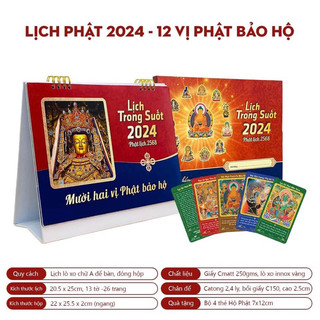 PHẬT LỊCH 2568 - Lịch Trong Suốt 2024 Mười hai vị Phật bảo hộ🙏