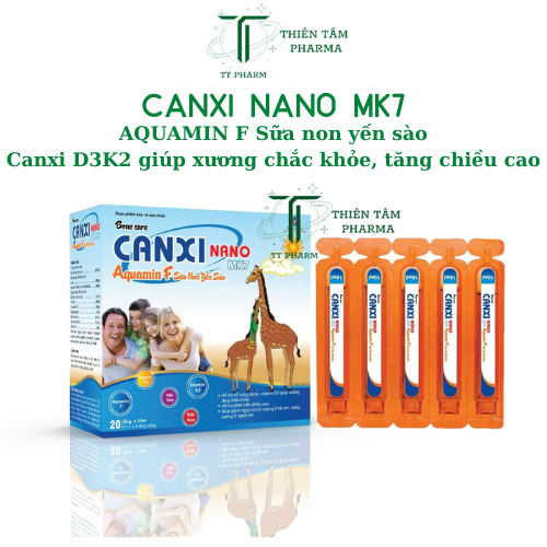 CANXI NANO Bổ sung Canci Lysin Kẽm giúp trẻ ăn ngon xương chắc khỏe, hộp 20 ống.