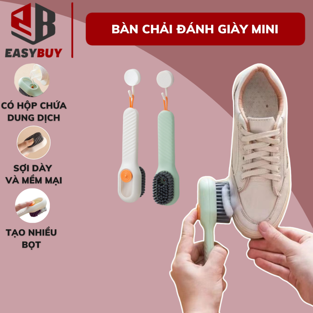 Bàn Chải Đánh Giày Chuyên Dùng Đánh Giày Vải, Sneaker, Giày Da Lộn, Có Ngăn Đựng Xà Phòng