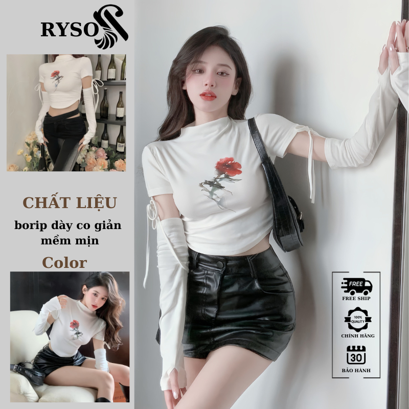 Áo Thun Crotop Nữ Dài Tay RYSO FASHION Thun Mềm Mại Cao Cấp Tay Nối Đa Dạng Phong Cách