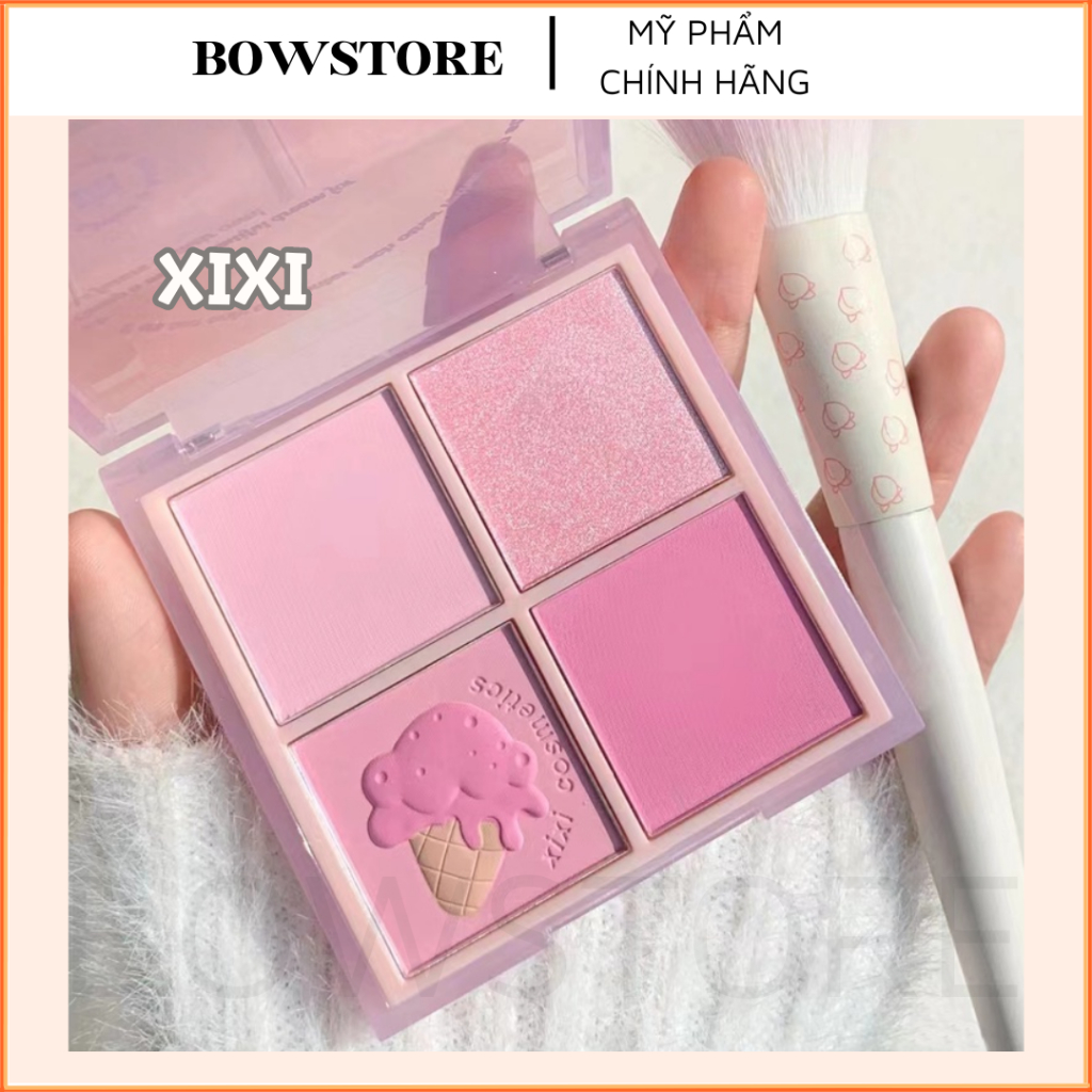 XIXI Phấn Má Hồng XIXI 4 ô Nhũ Sáng Highlight Trang Điểm Tích Hợp Phấn Mắt Nhũ Lìbền màu makeup trang điểm làm đẹp | BigBuy360 - bigbuy360.vn