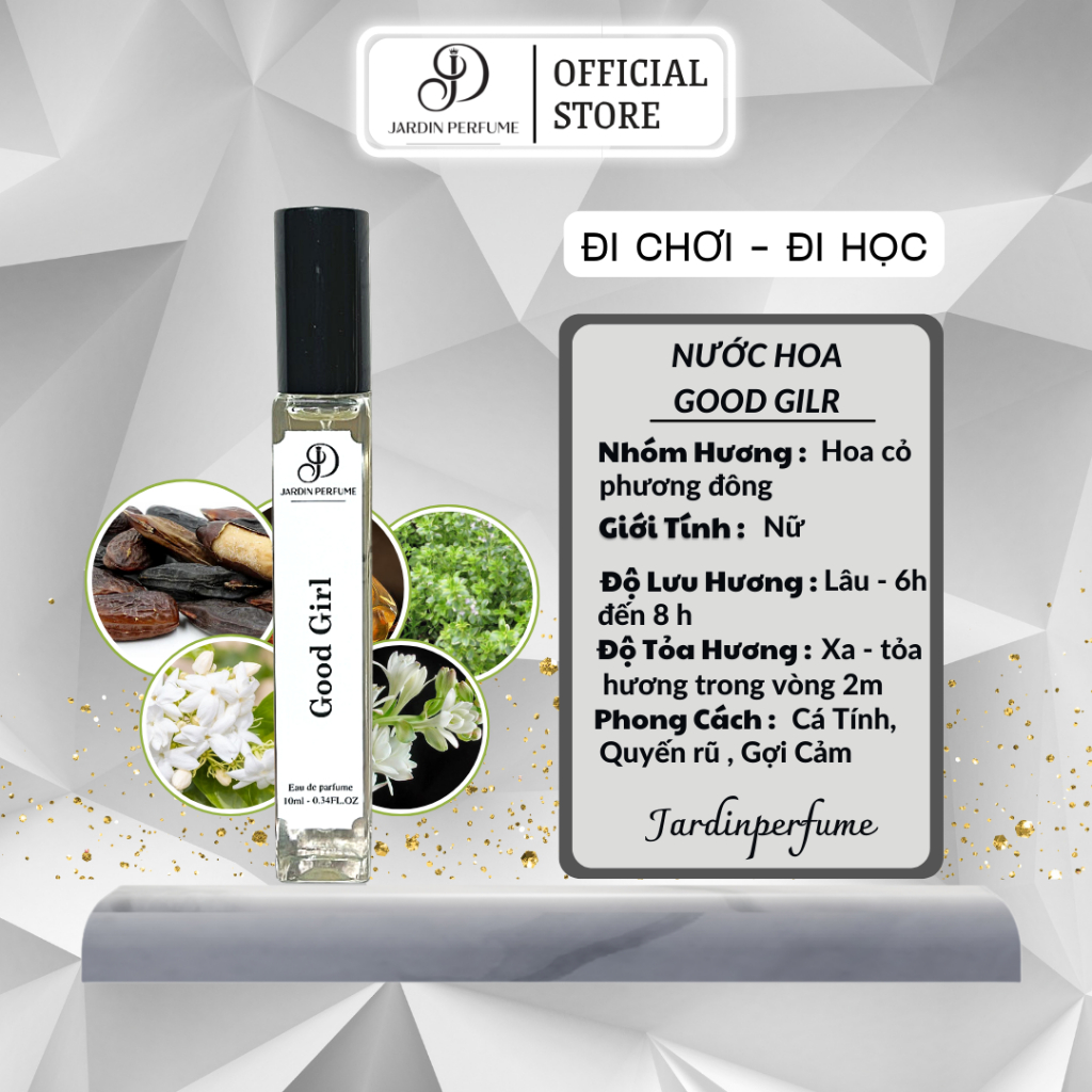Nước Hoa Nữ Good Girl Dành Cho Phái Nữ Hương Thơm Nhẹ Nhàng Cuốn Hút Gợi Cảm, Quyến Rũ Dạng Xịt 10ml JARDIN PERFUME