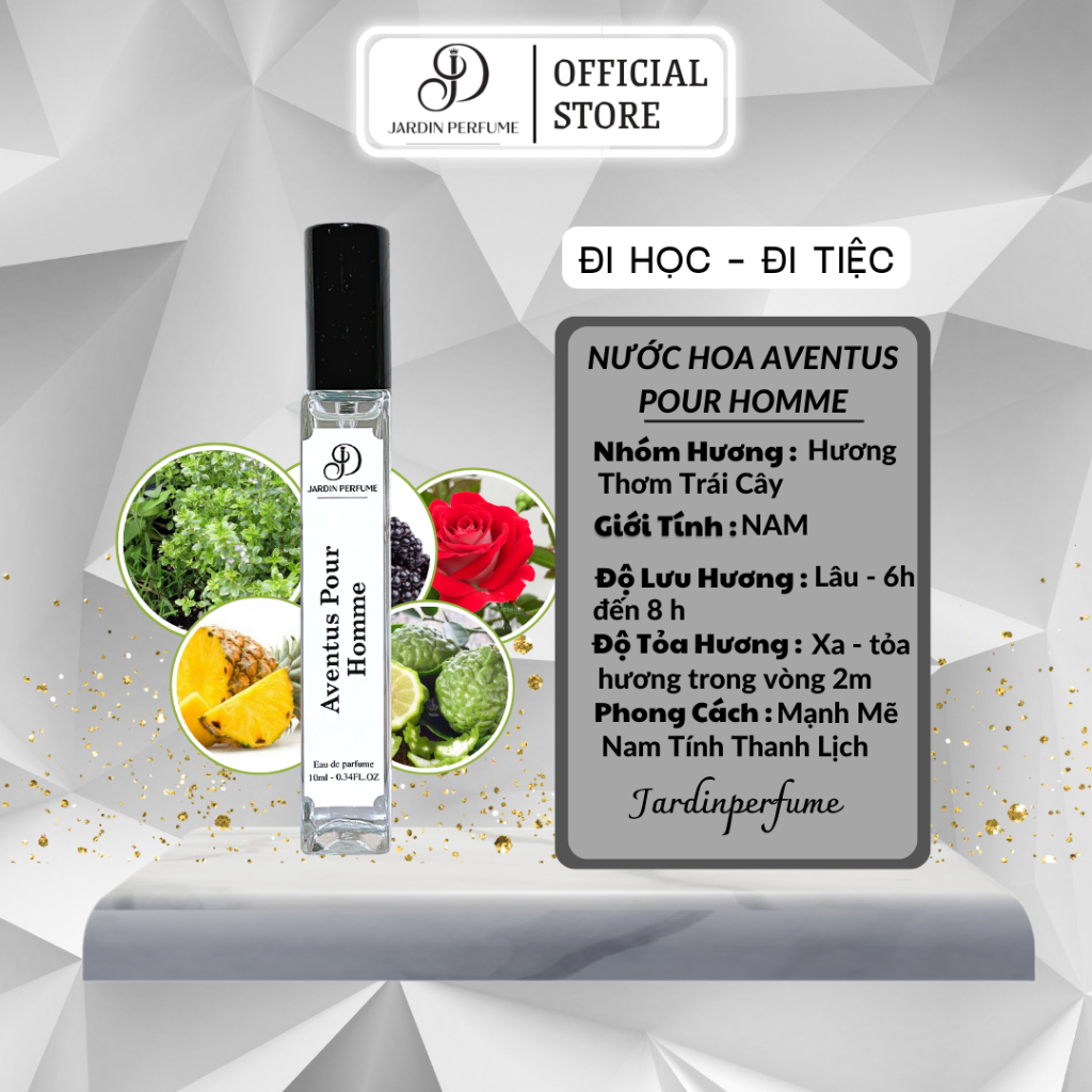 Nước Hoa Nam Creed Aventus 10ml mạnh mẽ đầy cuốn hút , mùi thơm của giới thượng lưu JARDIN PERFUME