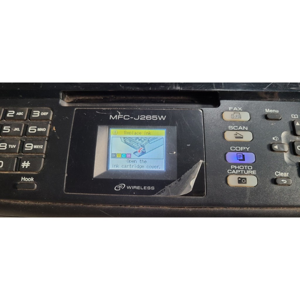 Máy in màu Brother , model : MFC-J265W , báo lổi hết mực, bán xác