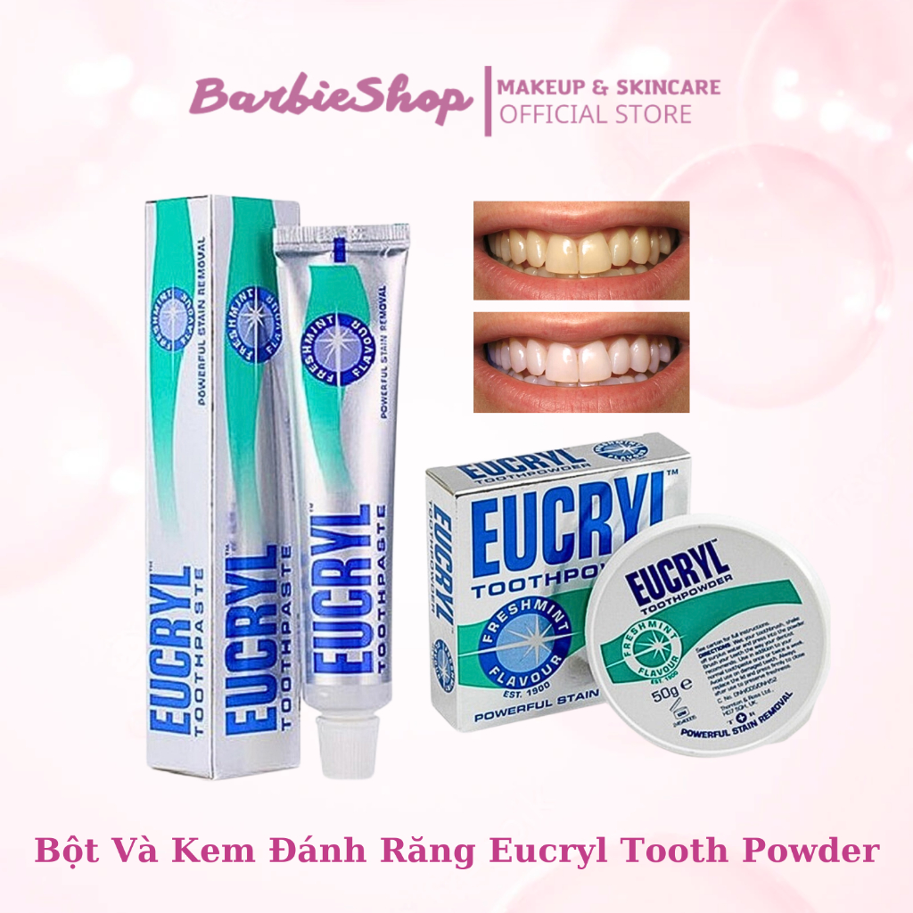 Bột Trắng Răng + Kem Đánh Răng Eucryl Của Anh giúp răng trắng sáng (date 23)