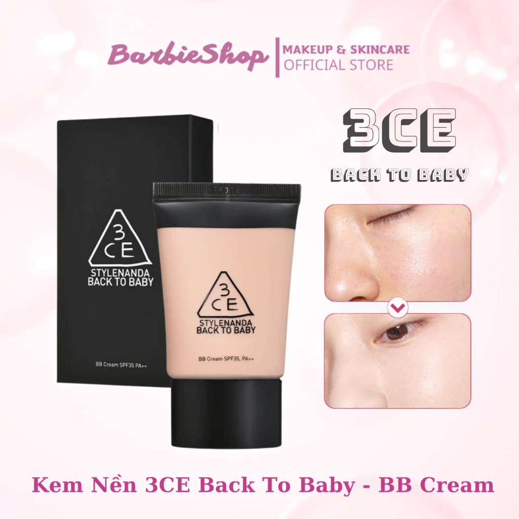 Kem Nền 3CE Back To Baby - BB Cream SPF35 PA++ [30ml]