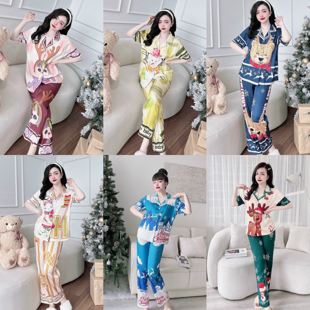 pijama tay ngắn lụa xước thiết kế mới nhất siêu nhiều mẫu, đồ bộ nữ hot trend chuẩn hot girl, giặt máy thoải mai, đẹp