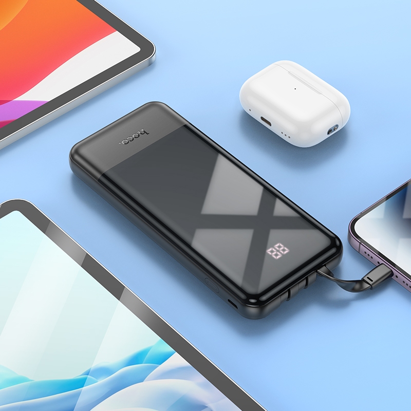 Pin dự phòng tích hợp 2 cáp sạc nhanh Hoco J119A 20000mAh QC 22.5 và PD 20W - màn hình LCD hiển thị