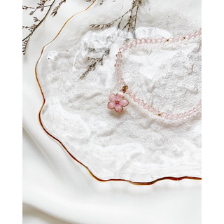 Vòng cổ pha lê hoa handmade SpringX màu hồng phấn