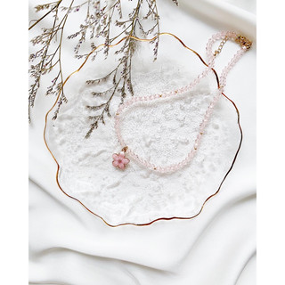 vòng cổ pha lê hoa handmade SpringX màu hồng phấn