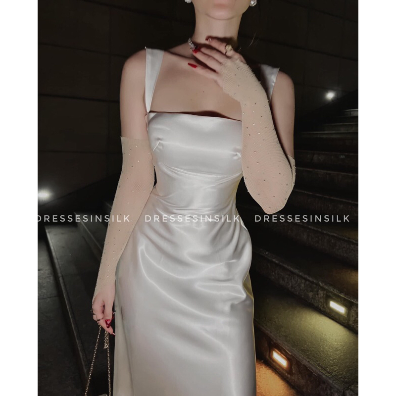 Đầm Lụa Cúp Dây Bản To Có Mút