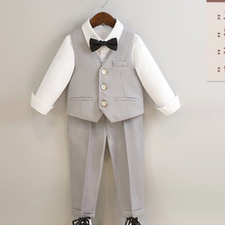 BỘ VEST BÉ TRAI 4 CÚC GHI