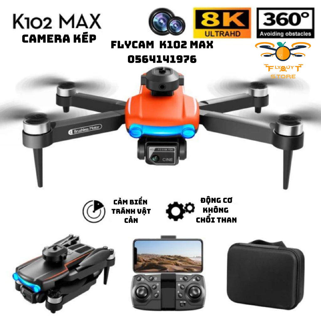 Flycam K102 Max động cơ không chổi than, giá rẻ cho người mới bắt đầu chơi