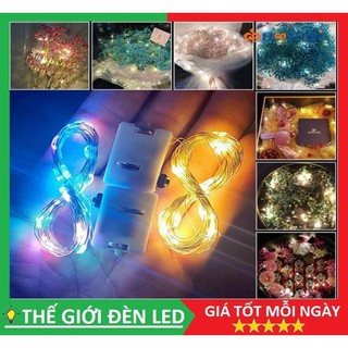 Dây đèn LED đom đóm Fairy Light dài 1M, 2M chớp nháy 3 chế độ ánh sáng đủ màu